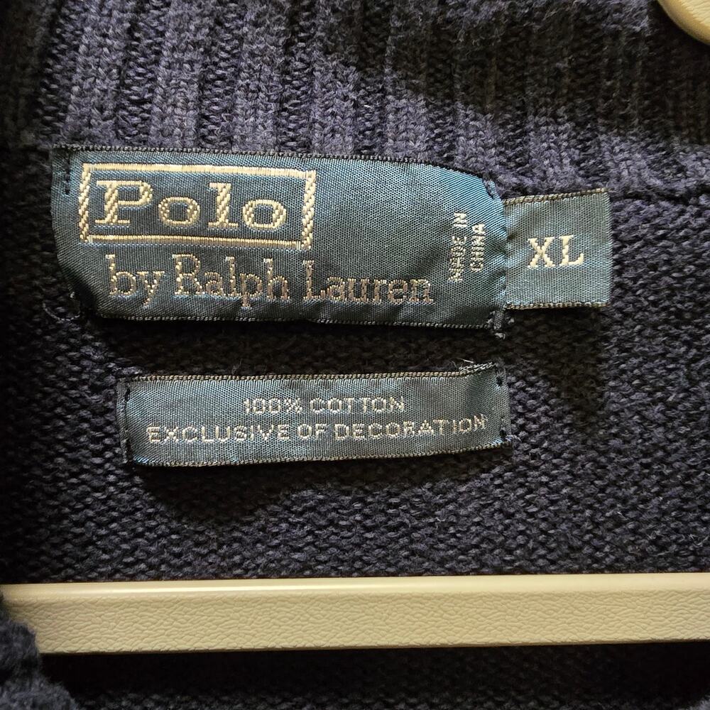 Polo Ralph Lauren 1/4 zip knit sweater 100% cotton men's XL long sleeve ribbed - Picture 2 of 12